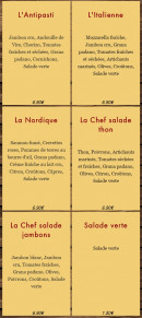 Menu Les 3 Ecus - Les salades