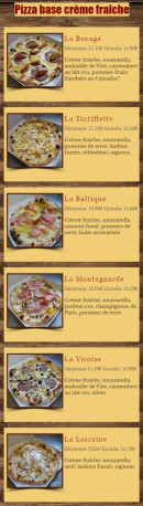 Menu Les 3 Ecus - Pizzas base crème