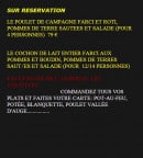 Menu Auberge des Deux Tonneaux - Les plats sur réservation 
