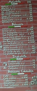 Carte et menu de La Fabbrica 32 à Trouville sur Mer — Apéritifs, boissons et digestifs