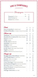 Carte et menu de Le Petit Central à Trouville sur Mer — Les vins et champagnes