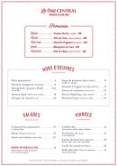 Carte et menu de Le Petit Central à Trouville sur Mer — Les hors d'œuvres, salades et viandes