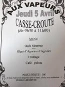 Carte et menu de Les Vapeurs à Trouville sur Mer — Exemple de menu du jour