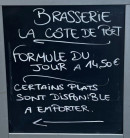 Carte et menu de La Côte de Port à Port en Bessin Huppain — Formule