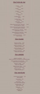 Carte et menu de Au vieux Honfleur à Honfleur — Les fruits de mer, moules, salades et garnitures