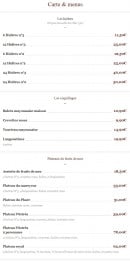 Menu L'ostrea - Les huîtres, coquillages et plateaux
