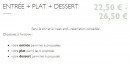 Menu La fraîchette - Le menu à 22,5€ et menu à 26,5€