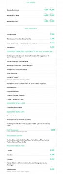 Carte et menu de Le Mermoz à Villers sur Mer — Les moules et desserts