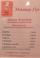 Menu Mamie flo - Les glaces et sorbets