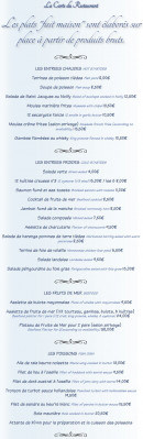 Carte et menu de La Taverne à Lion sur Mer — Entrées, fruits de mer et poissons