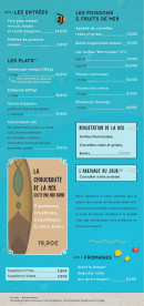 Carte et menu de L'Escapade à Merville Franceville Plag — Les entrées, plats, poissons...