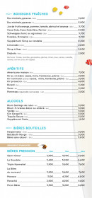 Carte et menu de L'Escapade à Merville Franceville Plag — Les boissons