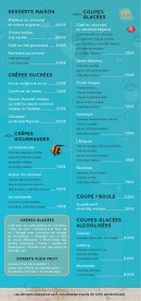 Carte et menu de L'Escapade à Merville Franceville Plag — Les desserts, crêpes et glaces