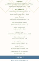 Carte et menu de Le France à Merville Franceville Plag — A partager et pour commencer