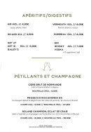 Menu La Pergola - Les apéritifs, digestifs et champagnes, ...