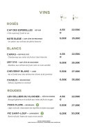 Menu La Pergola - Les vins rosés et vins rouges