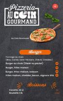 Carte et menu de Au Coin Gourmand à Riom Es Montagne — Les burgers et boissons