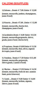 Menu Made in italy - Les calzones