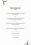 Carte et menu de Le Tilleul du Gourmet à Chasseneuil sur Bonnieure — Le menu du gourmet
