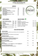 Menu Ginger - Boissons