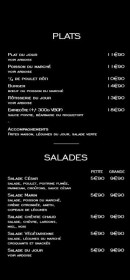 Menu Maison Marin - Plats et salades 