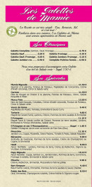 Menu Mamie Bigoude - Les galettes, classiques et spéciales