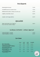 Carte et menu de O Grain de Sel à Saint Georges de Didonne — Desserts, glaces et vins