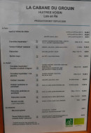 Carte et menu de La Cabane du Grouin à Loix — La carte