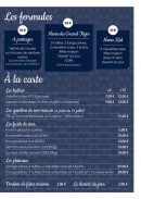 Menu Aux claires du Grand Téger - Les formules et plats