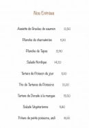 Carte et menu de Port Lauzières à Nieul sur Mer — Entrées