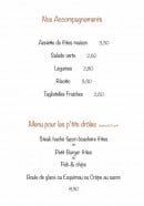 Carte et menu de Port Lauzières à Nieul sur Mer — Accompagnements et menu pour le p'tits drôles