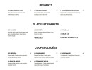 Carte et menu de L'Ostra à Saint Georges d'Oleron — Desserts, glaces et sorbets, coupes glacées