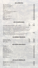 Menu Le 13 - Les apéritifs, champagnes,....