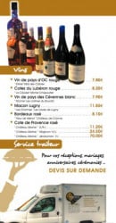 Menu Ponton 17 - Les vins