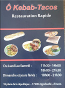 Menu O Kebab Tacos - Carte et menu O Kebab Tacos
Aigrefeuille d'Aunis