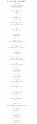 Carte et menu de La Gaieté à Saint Pierre d'Oleron — Menus