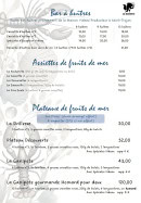 Carte et menu de La Ganipote à Saint Pierre d'Oleron — Bar à huîtres, assiettes de fruits de mer et plateaux de fruits de mer