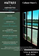Carte et menu de Cabane Omers à Marennes-Hiers-Brouage  — Huîtres et crépinettes