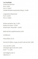 Carte et menu de L' Atelier des Gourmets à Marennes-Hiers-Brouage  — Les coquillages et boissons