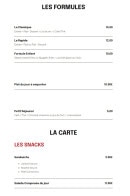 Menu Le Relax - Les formules et snacks