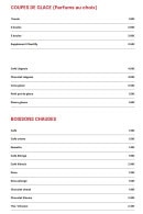 Menu Le Relax - Les coupes de glace et boissons chaudes