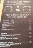 Carte et menu de L'Atelier à Le Chateau d'Oleron — Les coquillages et crustacés