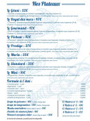 Carte et menu de Chez Christine et Jean-Luc à L' Eguille — Plateaux