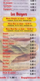 Menu Le Chalet Des Saveurs - Les burgers