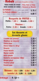 Menu Le Chalet Des Saveurs - Les kebabs et desserts