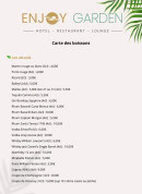 Menu Enjoy Garden - Les alcools