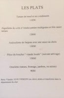Menu La grotte - Les plats
