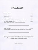 Menu Hotel Restaurant de la Poste - Les salades