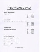 Menu Hotel Restaurant de la Poste - La carte des vins