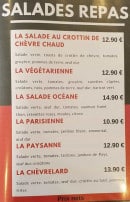 Carte et menu de Brasserie de la Poste à La Guerche sur l'Aubois — Les salades repas